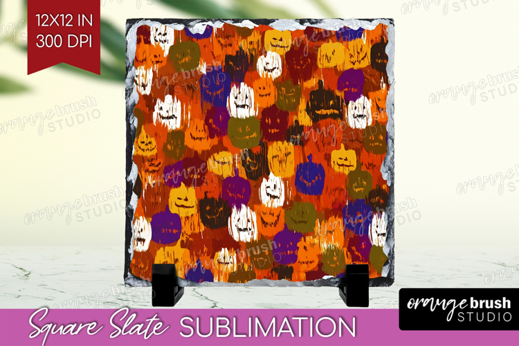 Halloween Slate PNG - Brush Stroke Square Slate Sublimation