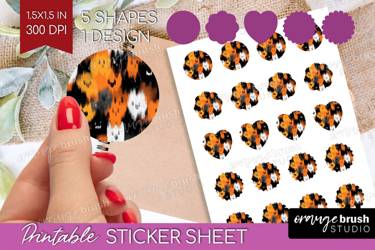 Halloween Round Sticker - Brush Stroke Printable Sticker