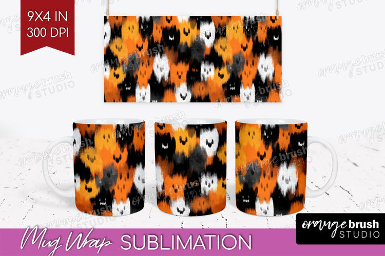 Halloween Mug Wrap - Brush Stroke Mug PNG Sublimation