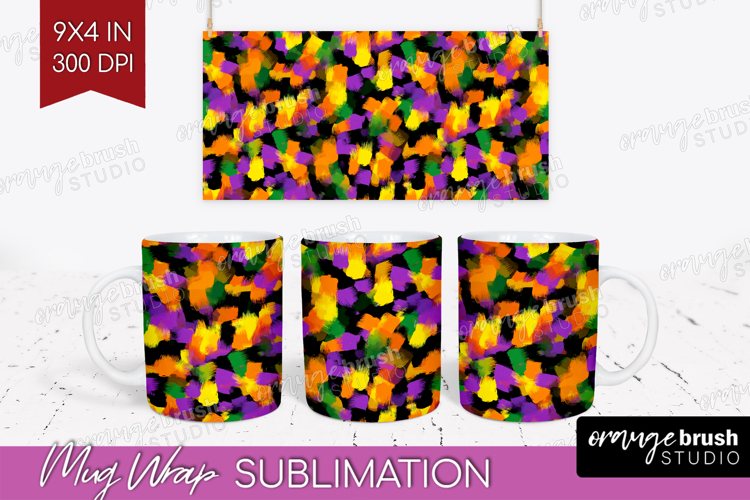 Halloween Mug Wrap - Brush Stroke Mug PNG Sublimation
