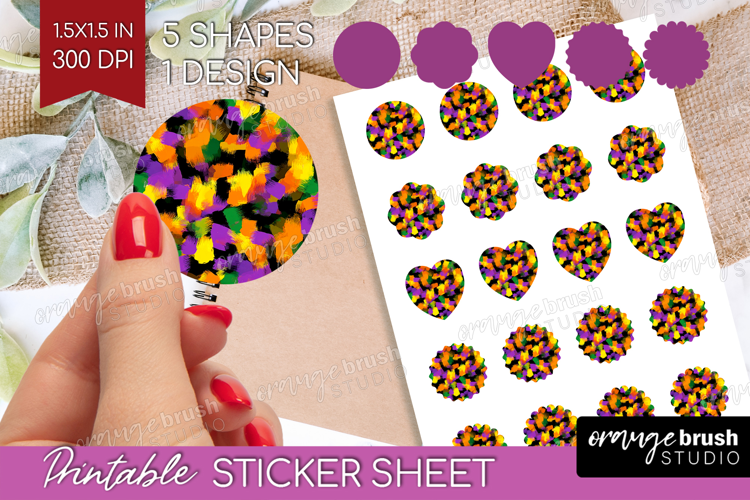 Halloween Round Sticker - Brush Stroke Printable Sticker