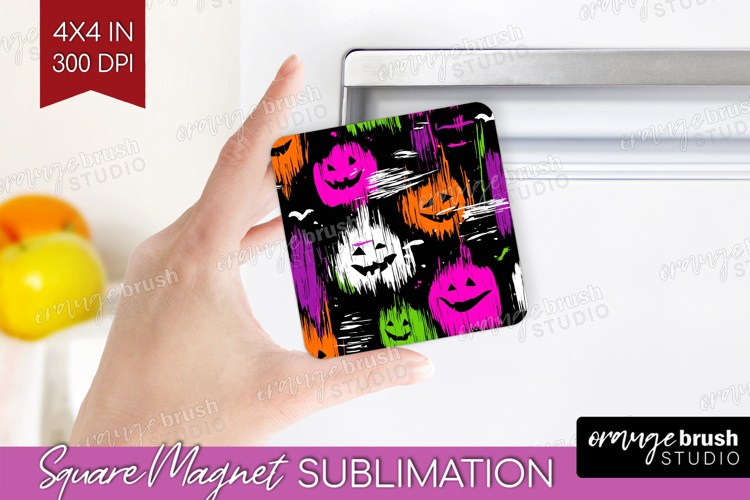 Halloween Magnet Sublimation - Brush Stroke Square Magnet