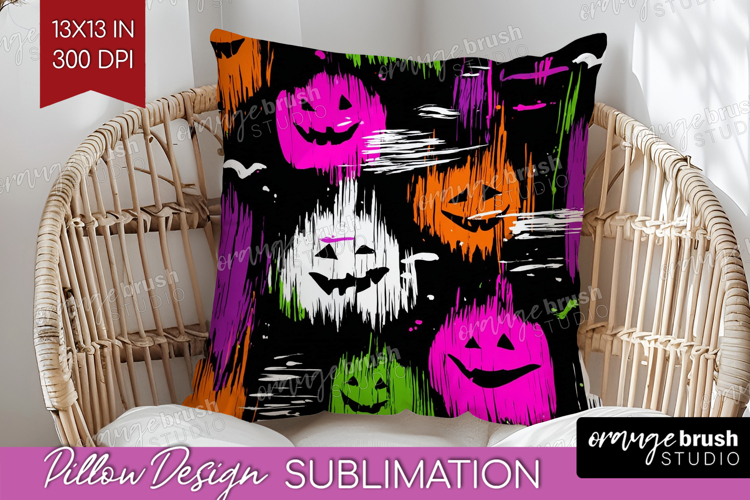 Halloween Pillow Sublimation - Brush Stroke Pillow Cover PNG