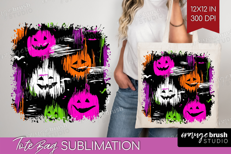 Halloween Tote Bag - Brush Stroke Tote Bag PNG Sublimation