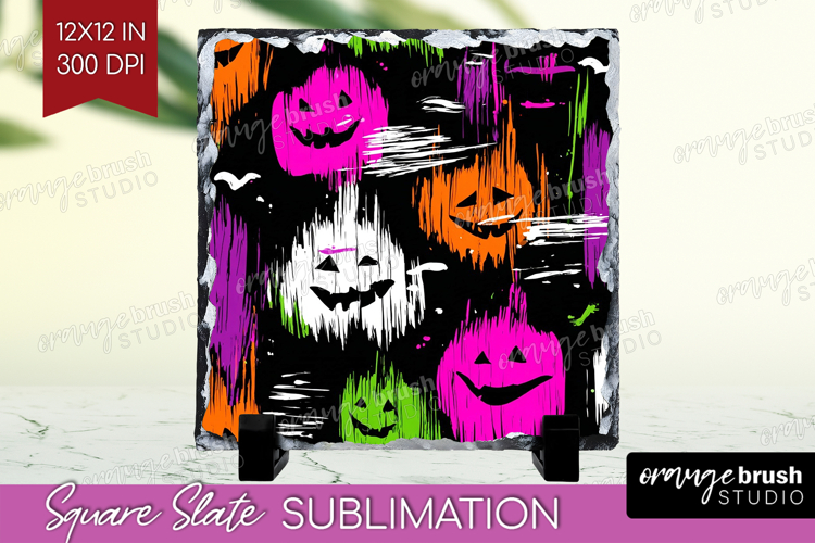 Halloween Slate PNG - Brush Stroke Square Slate Sublimation