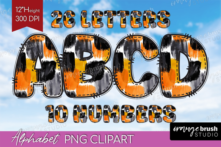 Halloween Doodle Alphabet Clipart - Brush Stroke Letters PNG