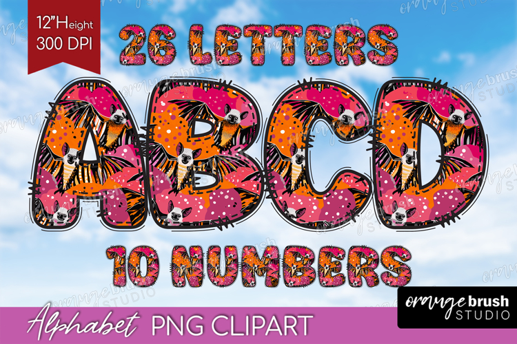 Halloween Doodle Alphabet Clipart - Brush Stroke Letters PNG