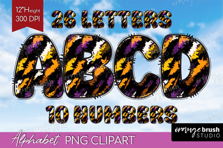 Halloween Doodle Alphabet Clipart - Brush Stroke Letters PNG