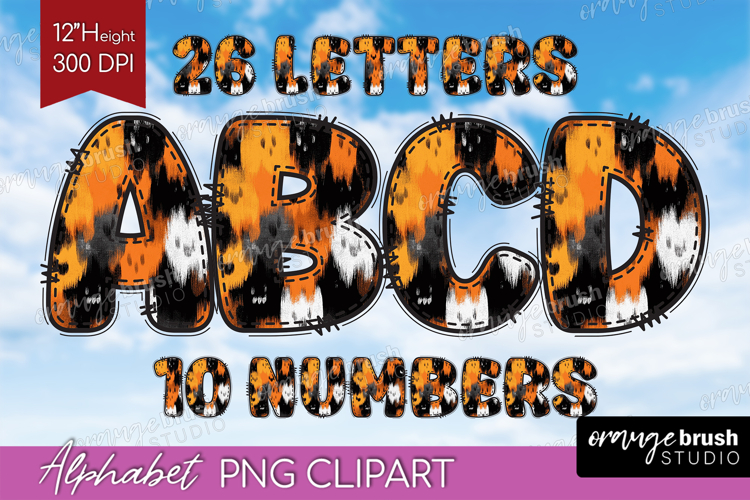 Halloween Doodle Alphabet Clipart - Brush Stroke Letters PNG