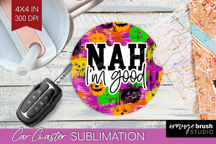 Sarcastic Halloween Quote Car Coaster - Brush Stroke Coaster