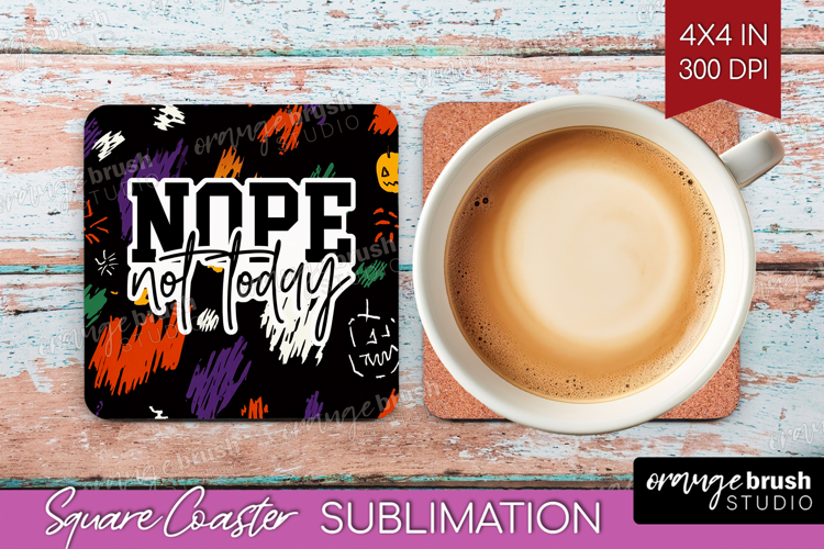 Sarcastic Halloween Quote Square Coaster - Brush Stroke PNG