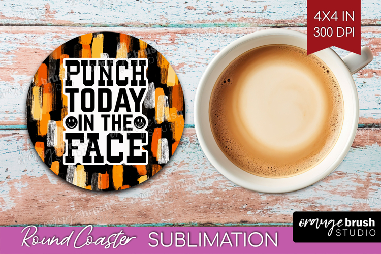 Sarcastic Halloween Quote Round Coaster - Brush Stroke PNG