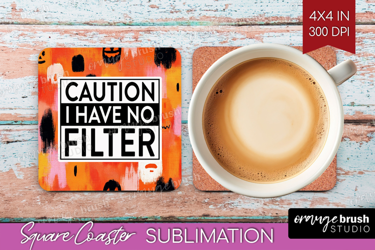 Sarcastic Halloween Quote Square Coaster - Brush Stroke PNG