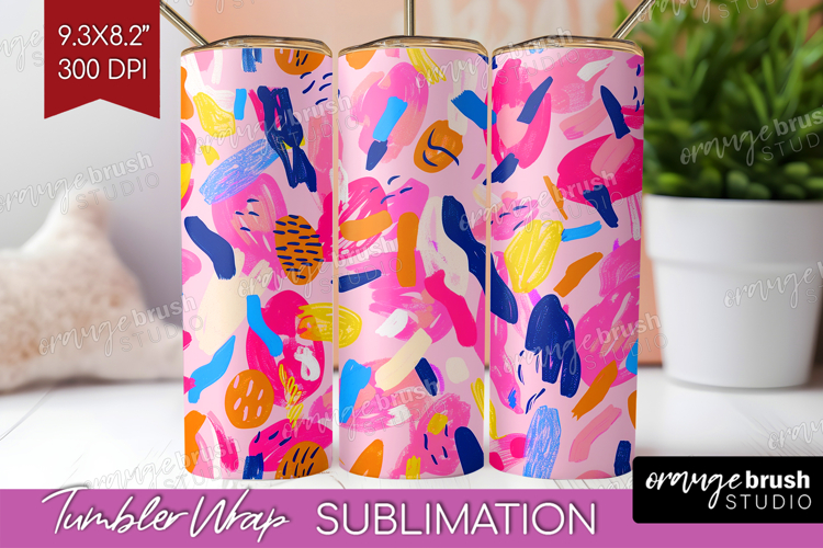 Brush Stroke Tumbler Wrap - Abstract Tumbler PNG Sublimation