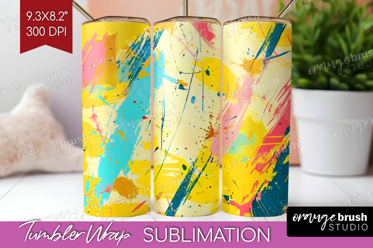 Brush Stroke Tumbler Wrap - Abstract Tumbler PNG Sublimation