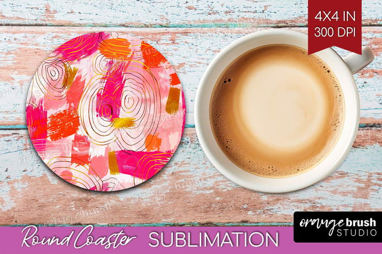 Brush Stroke Round Coaster - Abstract Coaster PNG