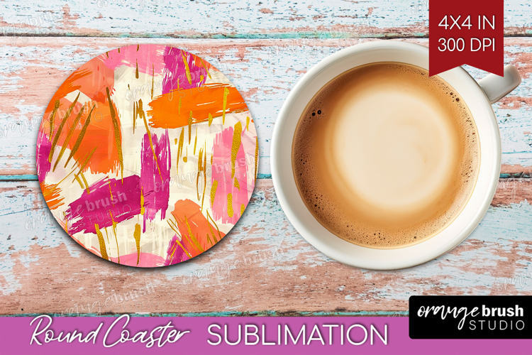 Brush Stroke Round Coaster - Abstract Coaster PNG