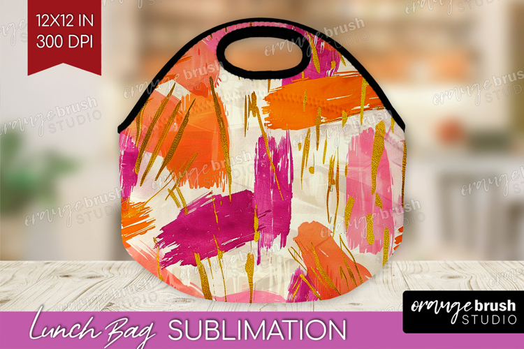 Brush Stroke Lunch Bag - Abstract Lunch Bug PNG Sublimation