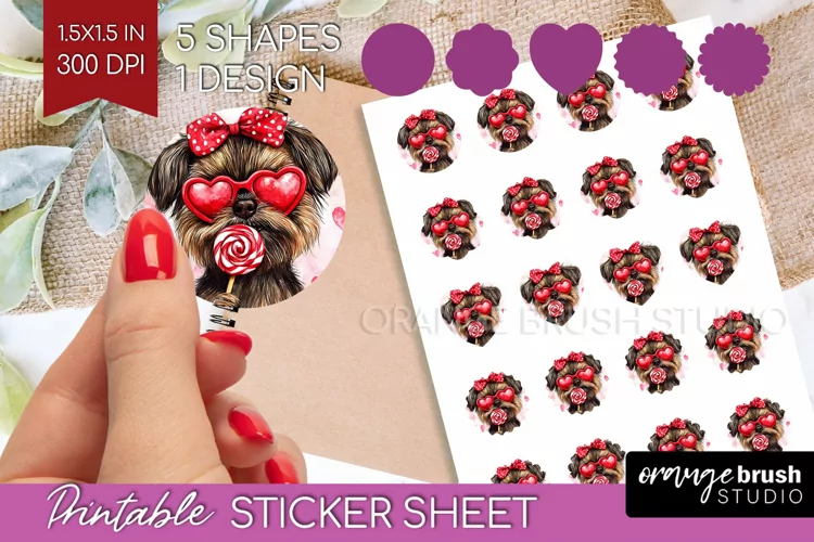 Brussels Griffon Valentine Round Sticker Valentines Day
