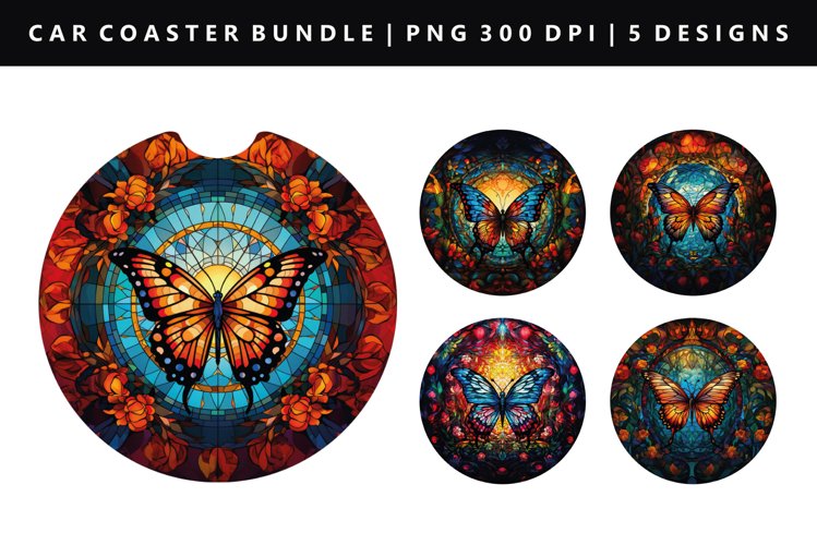 Butterfly Keychain And Car Coaster Sublimation (2949771)