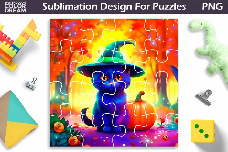 Cat Sublimation For Puzzle | Halloween Puzzle