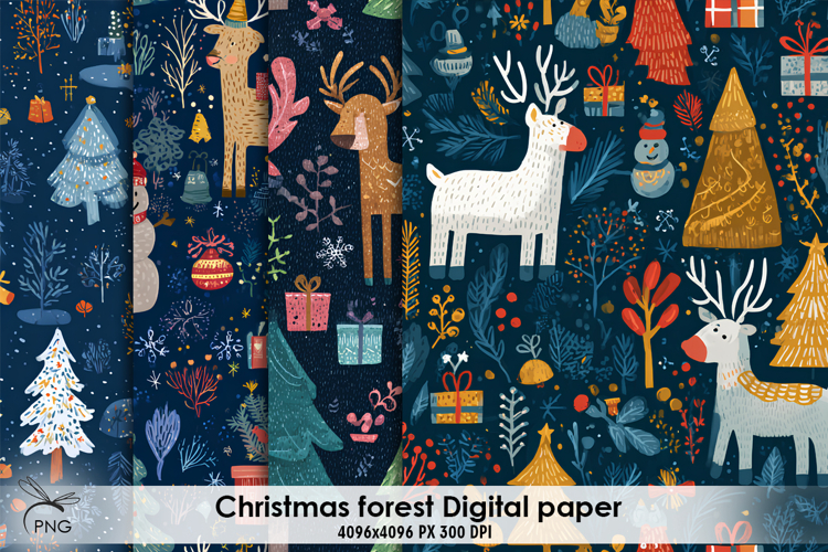 Christmas forest digital paper, background clipart