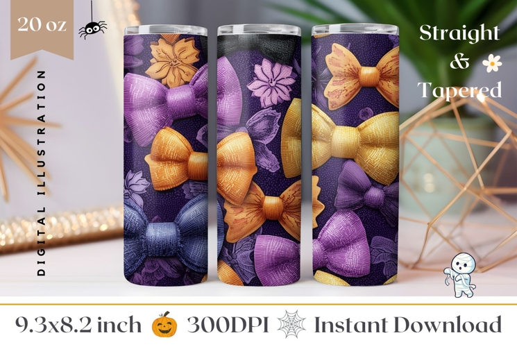 Cute Bows Tumbler Wrap, Cartoon Halloween Tumbler PNG