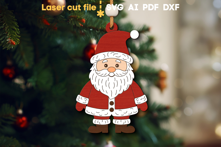 Christmas Ornament Santa SVG laser cut file for Glowforge