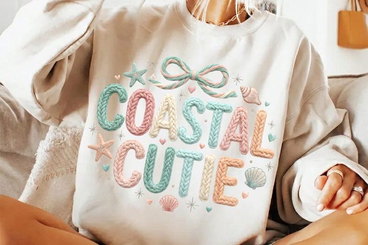 Coastal Cutie Retro Beach Summer T-Shirt Sublimation Design