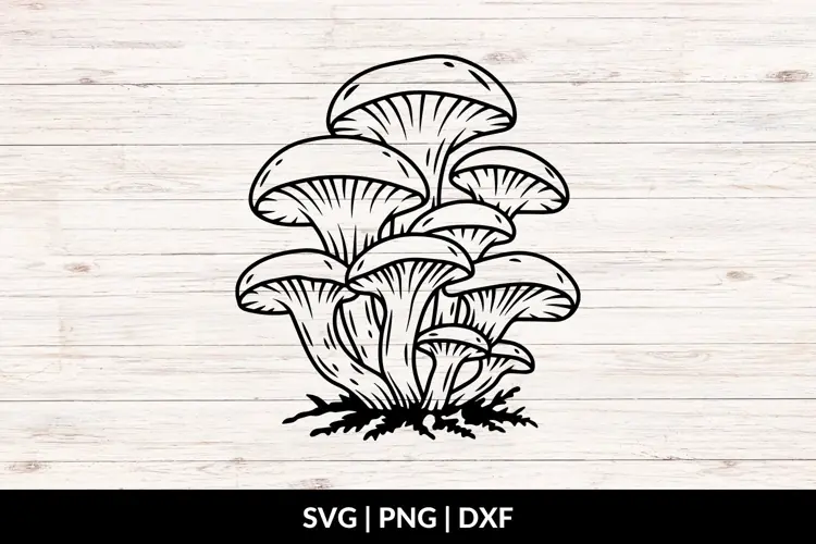 Botanical Mushrooms SVG, PNG, DXF