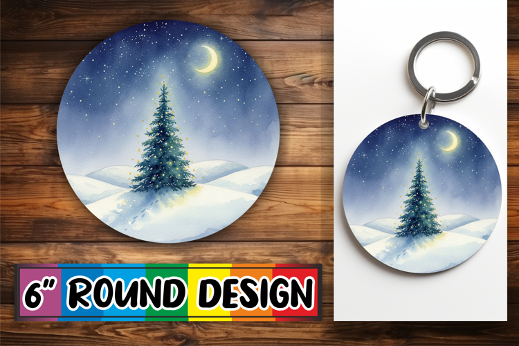 Whimsical Keychain Circle Sublimation, Holiday