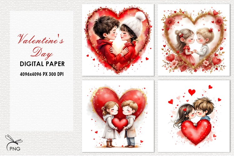 Valentines day digital paper, background clipart