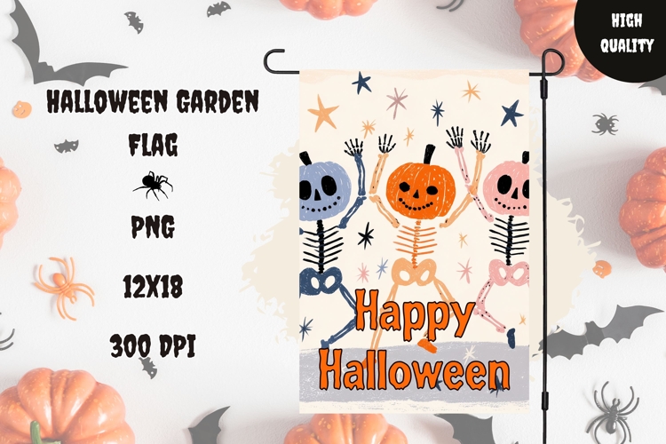 Halloween Skull Garden Flag, Happy Halloween Garden Flag