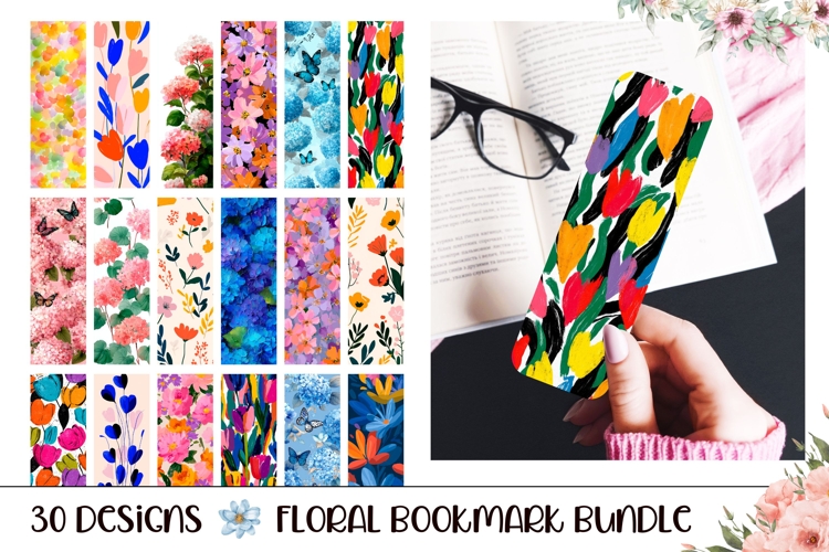 Spring Flowers Bookmark Bundle, Floral Bookmarks