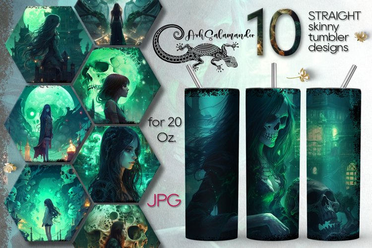 Mystic Halloween | 10 Skinny tumbler sublimation designs
