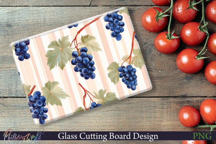 Cutting Board Design | Stripes | Grapes
