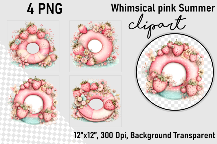 Whimsical pink Summer clipart PNG, Summer clipart