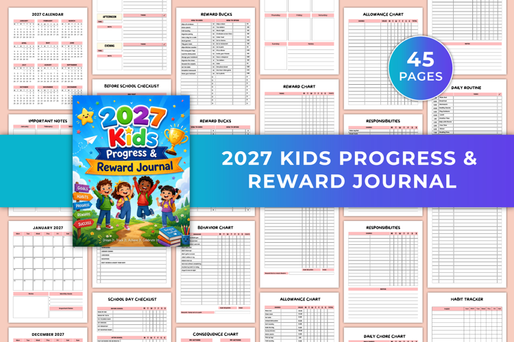 2027 Kids Progress & Reward Journal | Goal Tracker