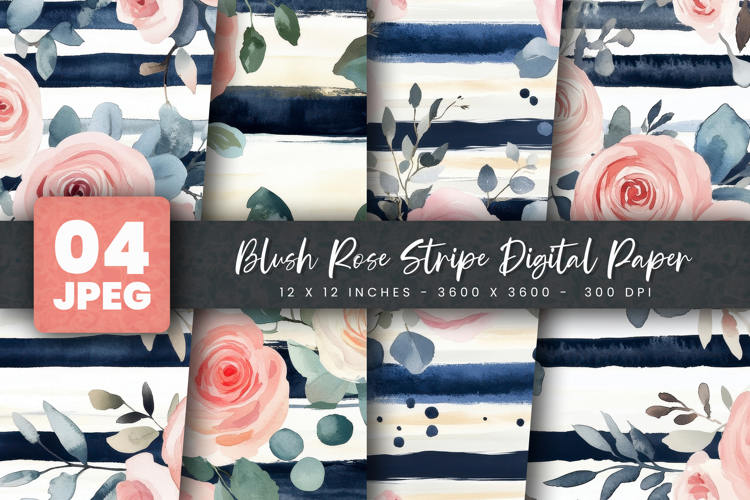 Blush Rose Stripe Digital Paper