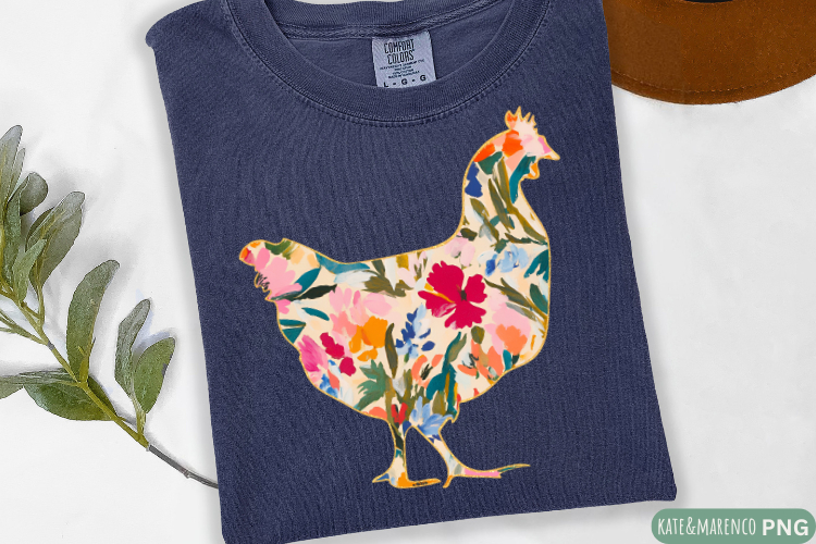 Chicken PNG | Floral Chicken PNG | Chicken Sublimation
