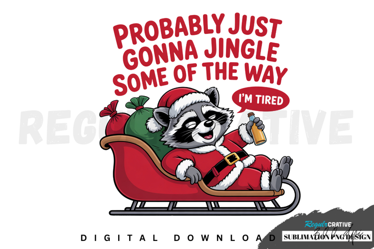 Funny Christmas Raccoon PNG, Retro Holiday Sublimation PNG