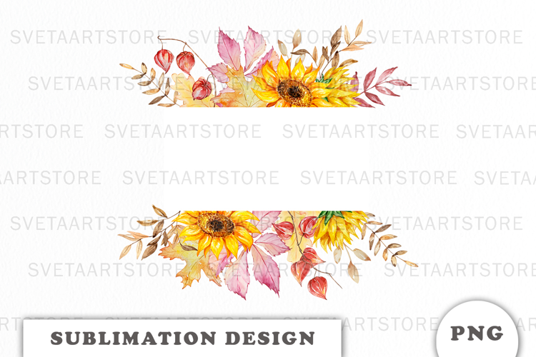 Watercolor Autumn Floral Frame png