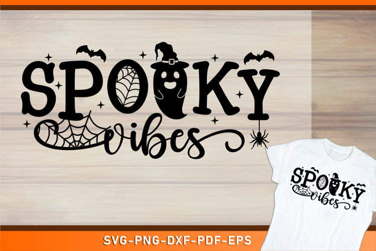 Spooky Vibes SVG, Halloween SVG, Cute Ghost SVG