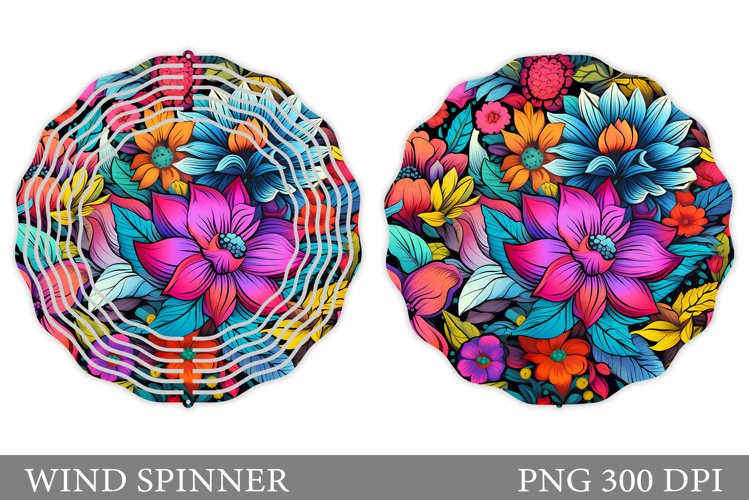 Flowers Wind Spinner Design. Flowers Spinner Sublimation example image 1