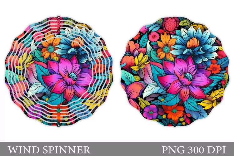 Flowers Wind Spinner Design. Flowers Spinner Sublimation