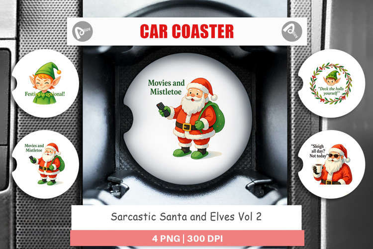 Car Coaster Sarcastic Santa and Elves Quotes