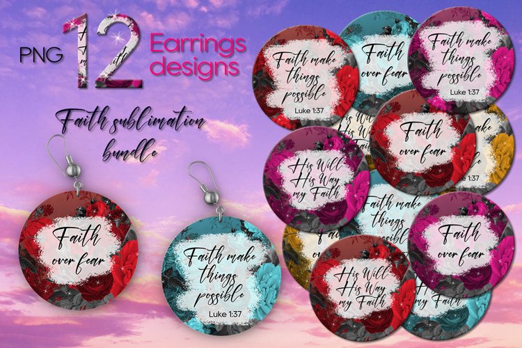 Christian Faith Sublimation Round Earring design bundle