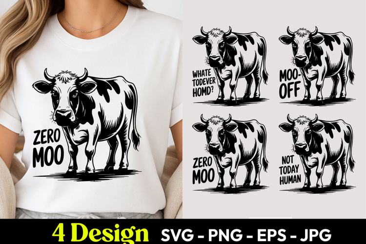 Cow Zero Mood Funny SVG PNG