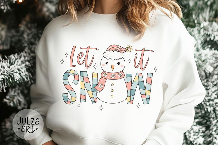 Let It Snow Png, Retro Christmas Snowman Svg, Holiday Vibes