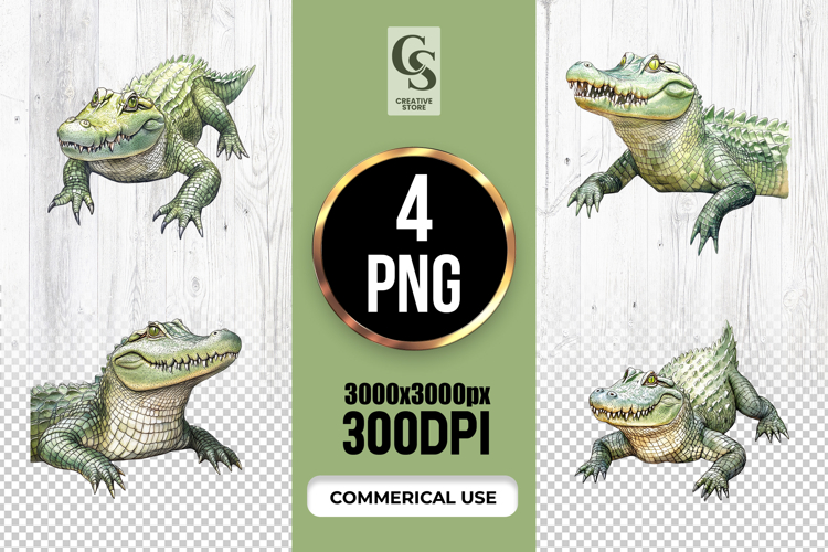 Watercolor Alligator Clipart Sublimation PNG